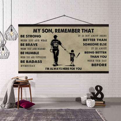 Personalized Sport Poster Canvas - My Son Remember That Be Strong When You Are Weak Be Badass Everyday