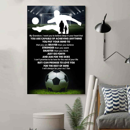 Hockey Poster Canvas Grandma To Grandson - That You Are Braver Than You Believe You Are Capable Of I Will Always Your No 1 Fan