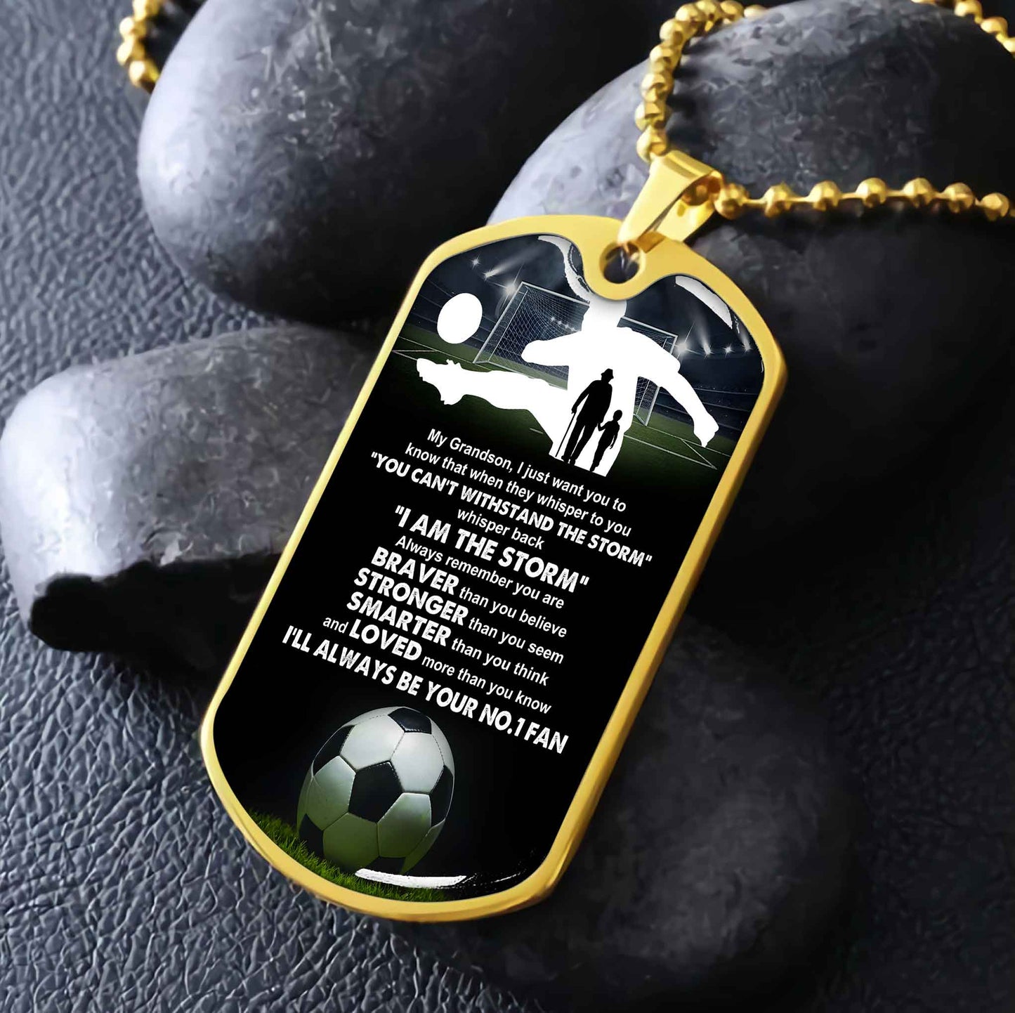 Sport Military Chain 18K Gold Plated Silver Plated To My Grandson From Grandpa Motivation Message I Will Always Be Your No 1 Fan