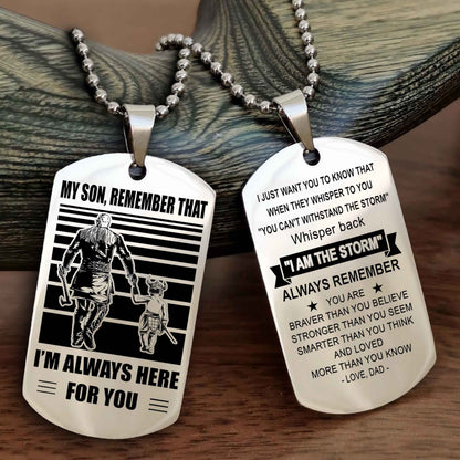 DRB Personalized Double Sided Dog Tag My Son Remember That I Will Always Here Whisper Back I Am The Storm