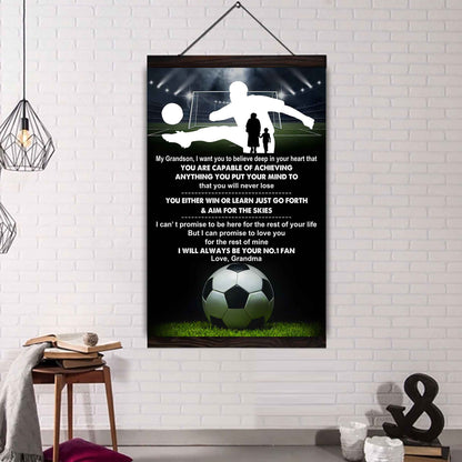 American Football Poster Canvas Grandma To Grandson - That You Will Never Lose You Either Win Or Learn I Will Always Your No 1 Fan