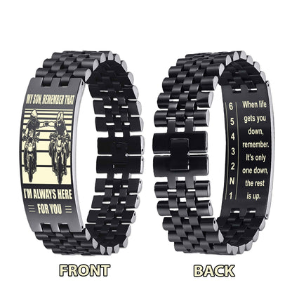Biker double side bracelet dad to son, When life gets you down, remember. It’s only one down, the rest is up.