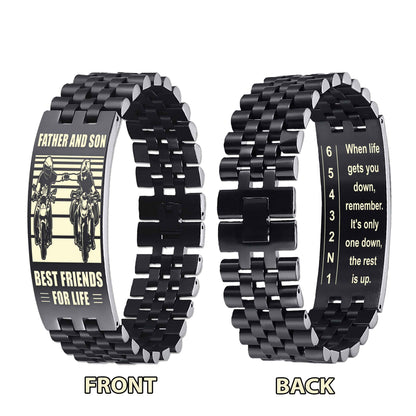 Biker double side bracelet dad to son, When life gets you down, remember. It’s only one down, the rest is up.