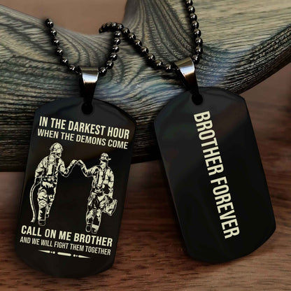 Brotherhood Dog Tag Necklace – Custom Engraved, Double-Sided Gift for Brothers