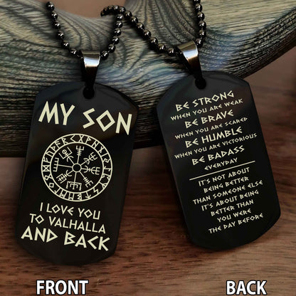 Viking engraved double sided dog tag bracelet dad to son
