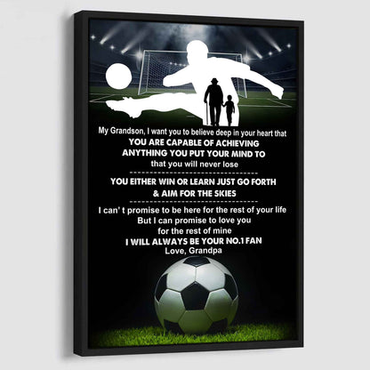 American Football Poster Canvas Granpa To Grandson - That You Will Never Lose You Either Win Or Learn I Will Always Your No 1 Fan