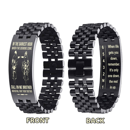 Biker double side bracelet dad to son, When life gets you down, remember. It’s only one down, the rest is up.