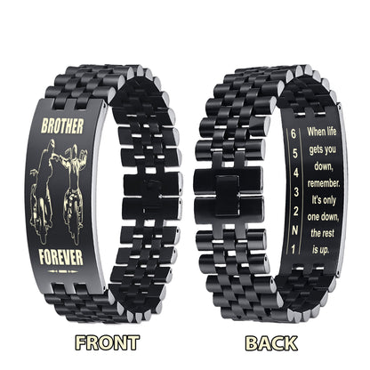 Biker double side bracelet dad to son, When life gets you down, remember. It’s only one down, the rest is up.