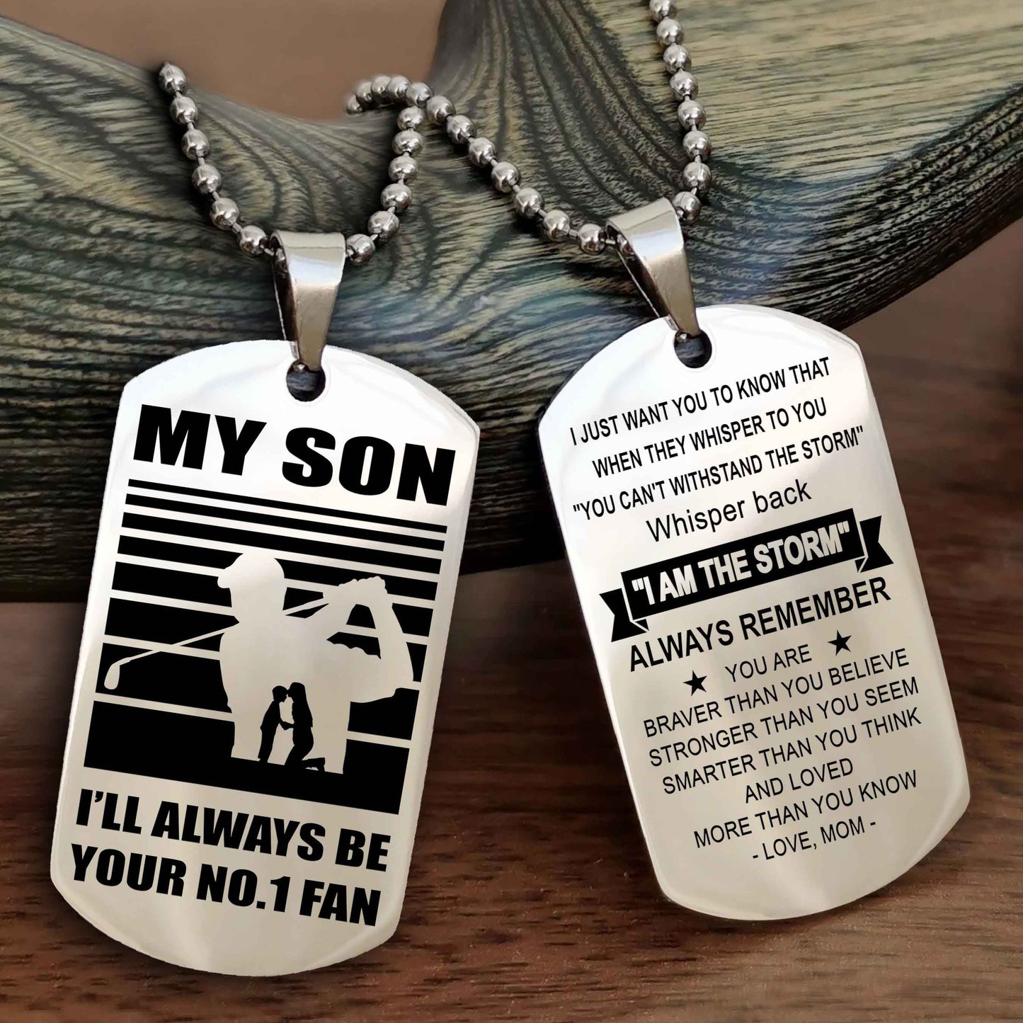 Sport Personalized Double Sided Dog Tag I Will Always Be Your No 1 Fan - Whisper Back I'm The Storm Gift From Dad Mom