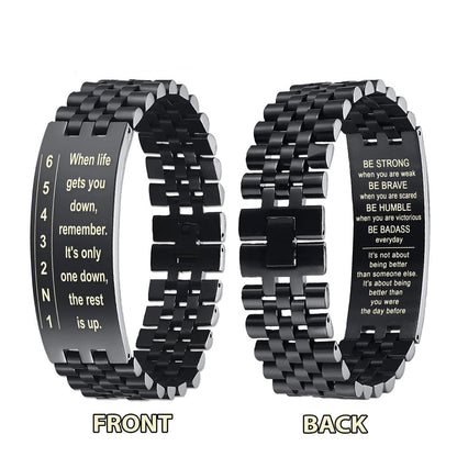 Biker double side bracelet dad to son, When life gets you down, remember. It’s only one down, the rest is up.