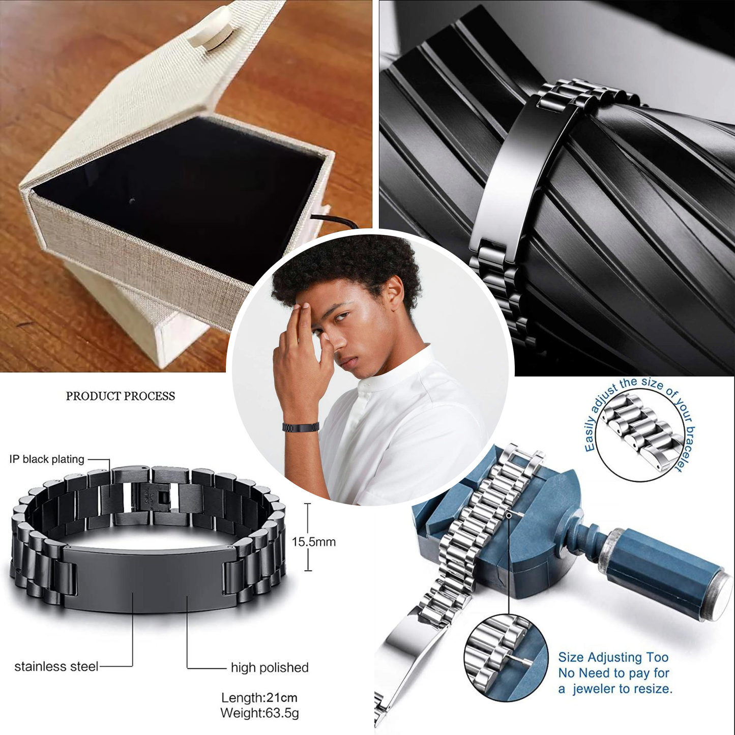 Viking engraved double sided dog tag bracelet dad to son